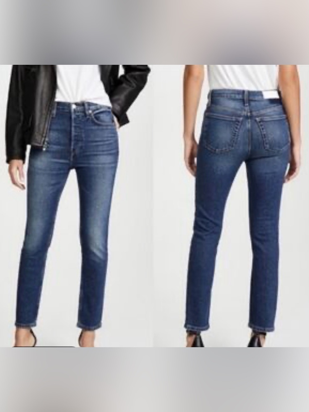 Re/Done Women’s High-Rise Ankle Crop Button-Fly Jeans in Dark Blue Wash